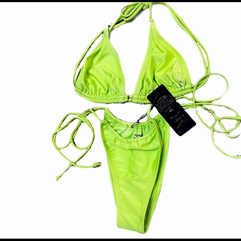 SOLD: CANDY LIME ED HARDY GREEN CHEEKY BIKINI 👙💚